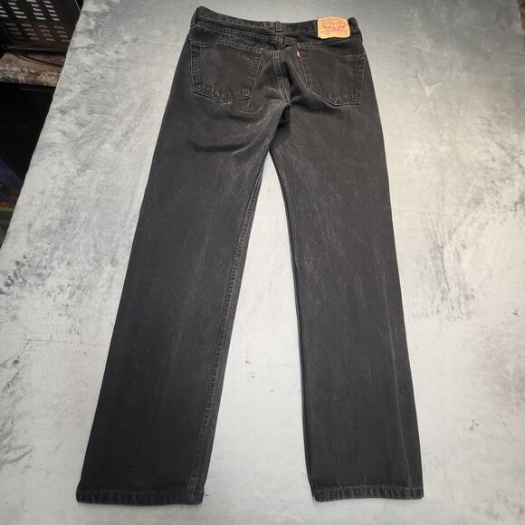 Levis 505 Jeans Mens 34x31 Black Denim Straight Leg Zip Fly Classic 5 Pocket - Picture 11 of 12